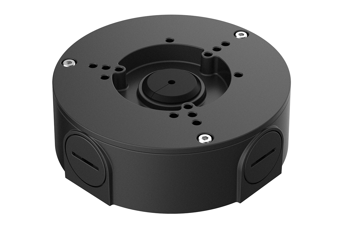 Outdoor Round Junction Box for 3 Screw Base Cameras (Black)