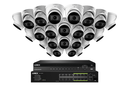 Lorex 4K (32 Camera Capable) Wired NVR System with Nocturnal 3 Smart IP Dome Cameras Featuring Motorized Varifocal Lens and 30FPS Recording