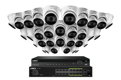 Lorex 4K (32 Camera Capable) Wired NVR System with Nocturnal 3 Smart IP Dome Cameras Featuring Motorized Varifocal Lens and 30FPS Recording