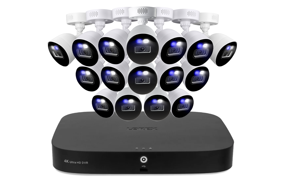 Lorex Classic Fusion 4K 20-Channel (16 Wired + 4 Wi-Fi) 1TB Wired DVR System with Active Deterrence Bullet Cameras