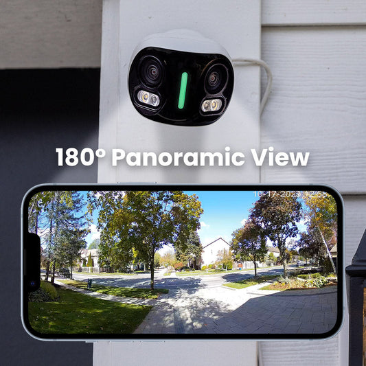 Lorex 4K IP Wired Dual Lens Security Camera with Smart Security Lighting and Smart Motion Detection
