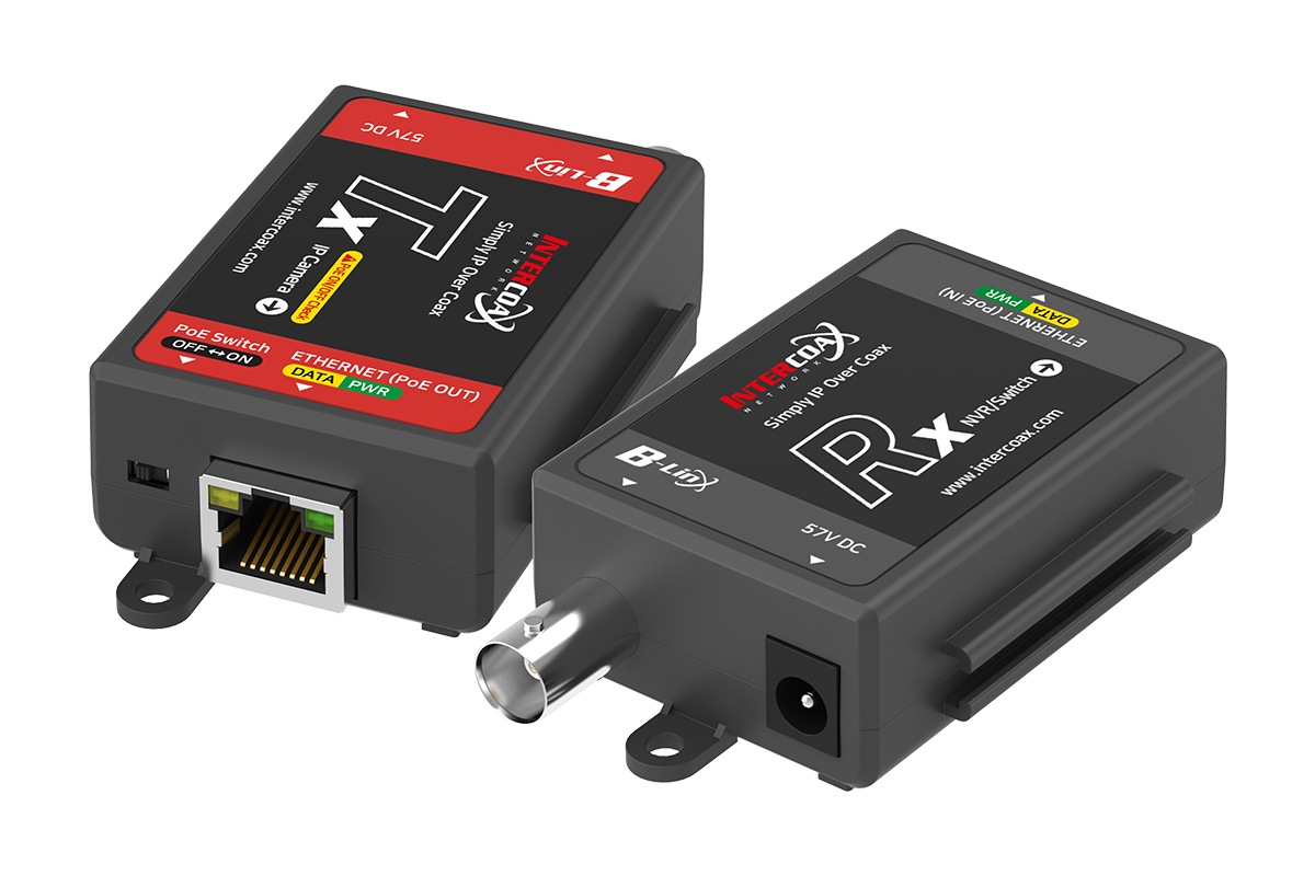 Single Port IP & PoE over Coax Set (400m/1300ft end-to-end converters)