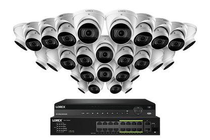 Lorex 4K (32 Camera Capable) Wired NVR System with Nocturnal 3 Smart IP Dome Cameras Featuring Motorized Varifocal Lens and 30FPS Recording
