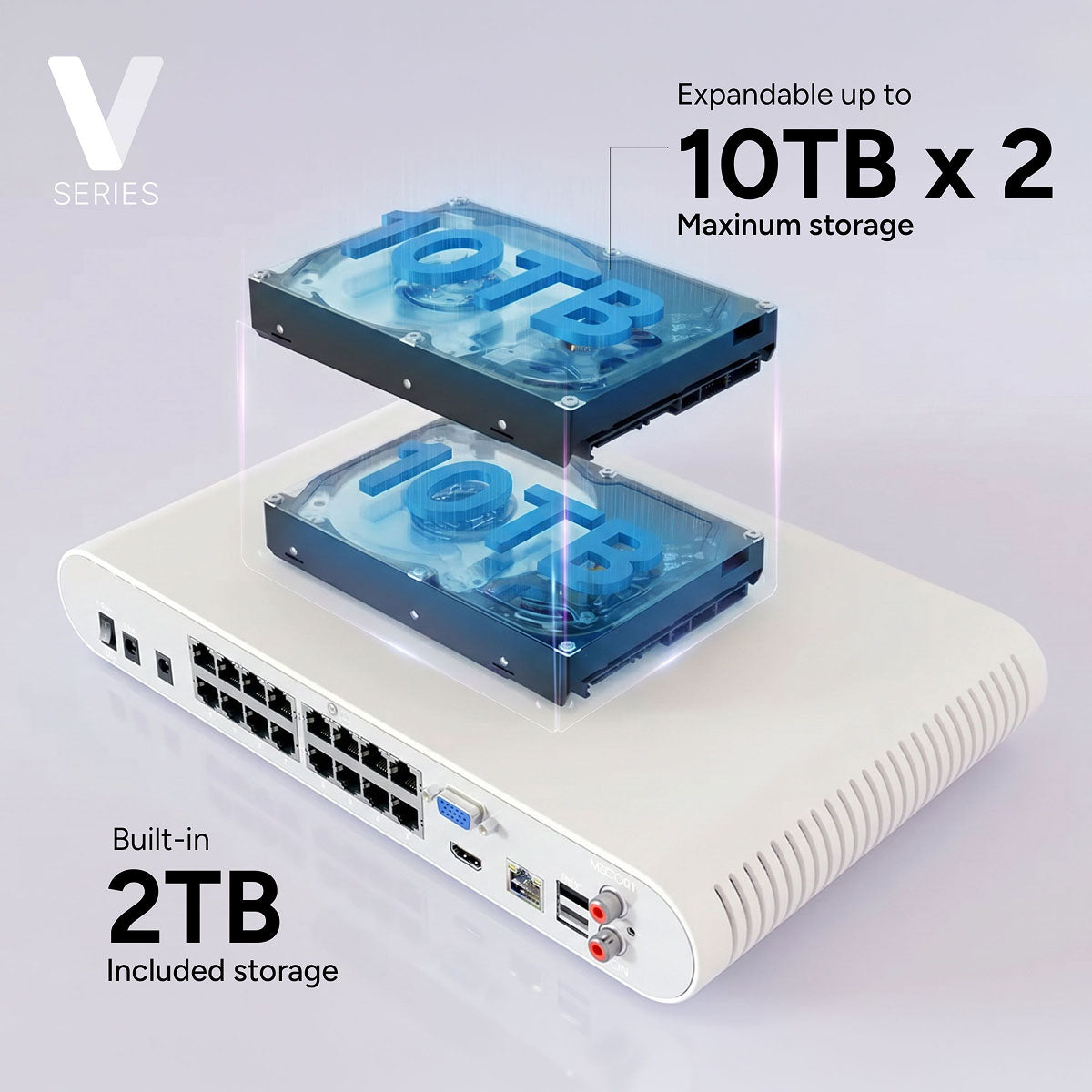 Lorex Connect V Series 4K 16-Channel Wired NVR System with V7 4K PoE Turret Cameras - 2TB