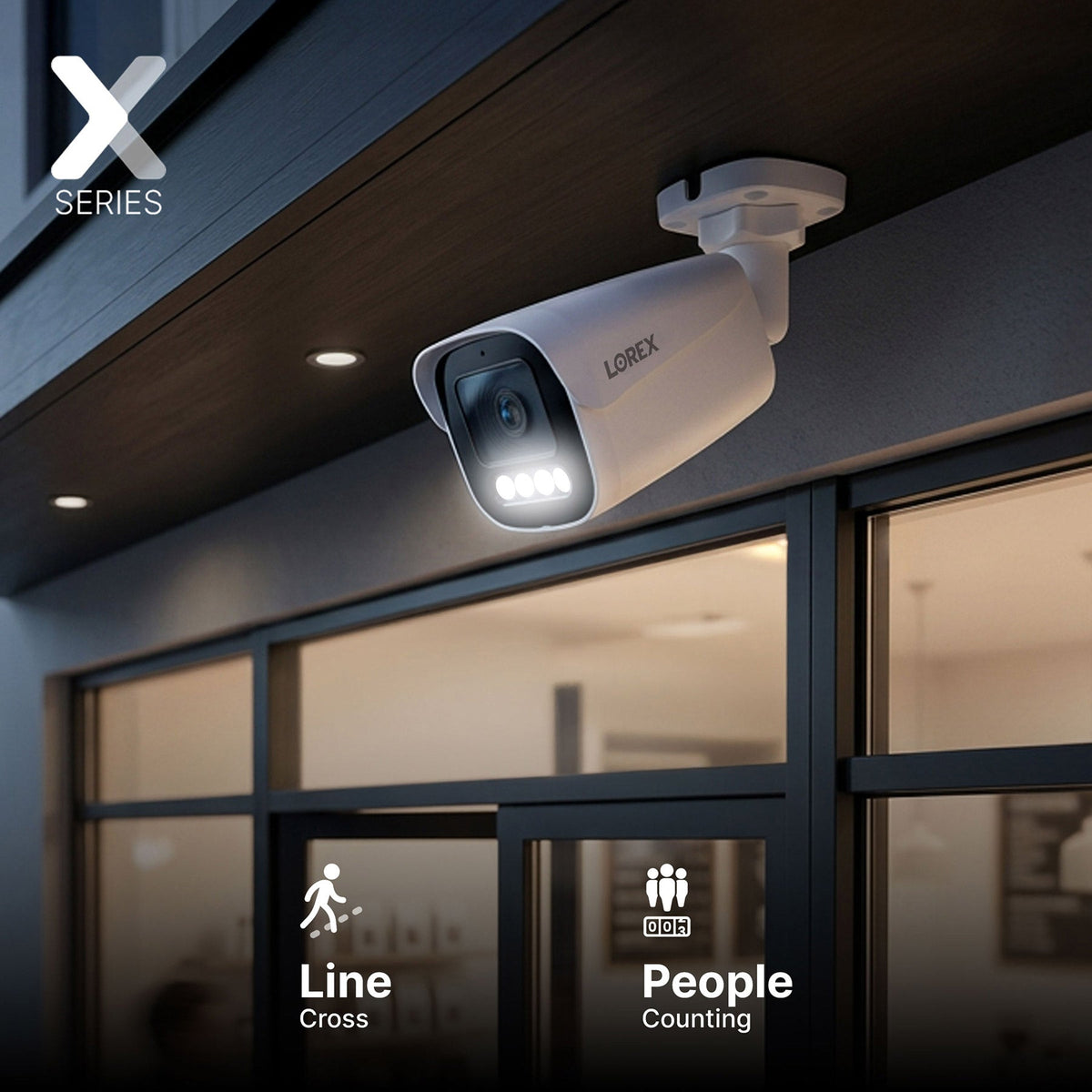 Lorex Connect X3 4K Motorized Varifocal PoE Bullet Camera with Active Deterrence - Black/White