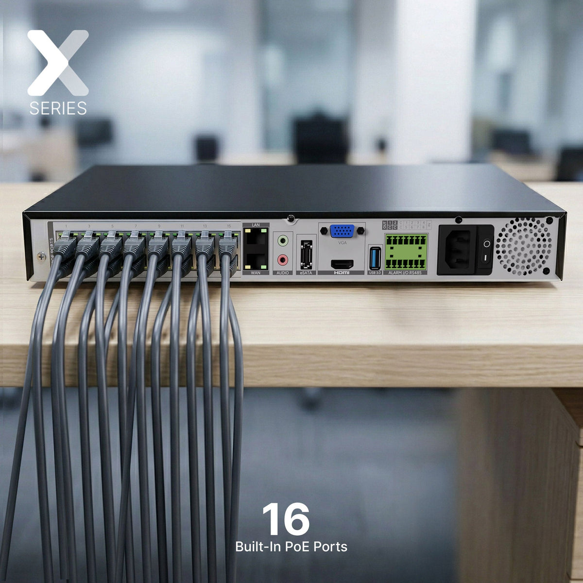 Lorex Connect X Series 4K 16-Channel Wired NVR System with X3 Bullet Security Cameras - 4TB