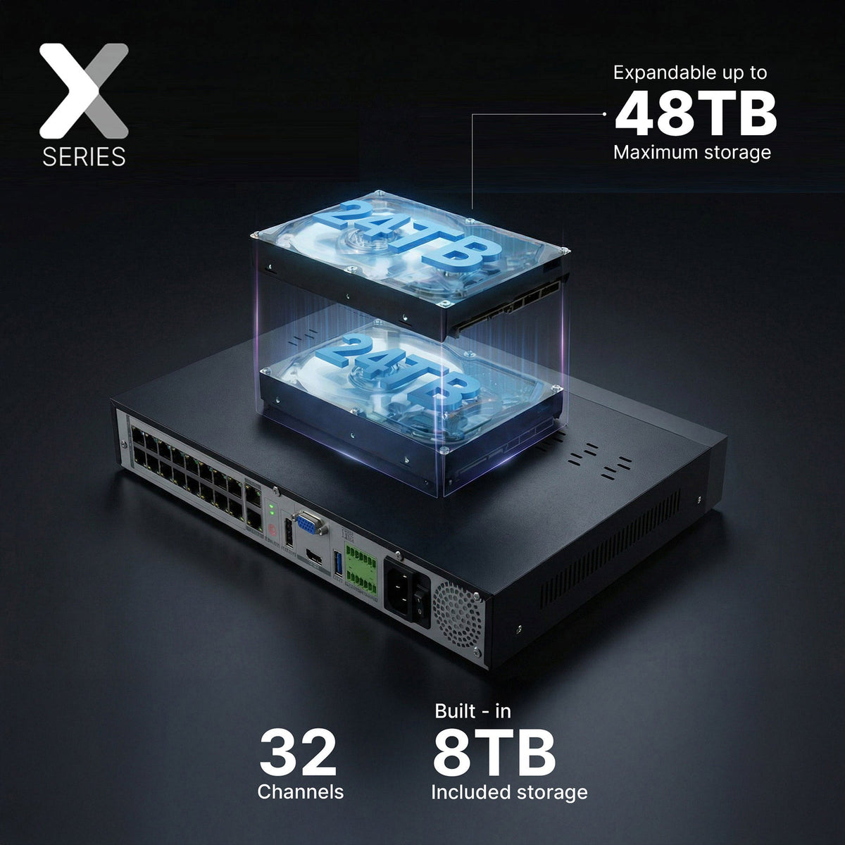 Lorex Connect X Series 4K 32-Channel Wired NVR System with X3 Turret Security Cameras - 8TB